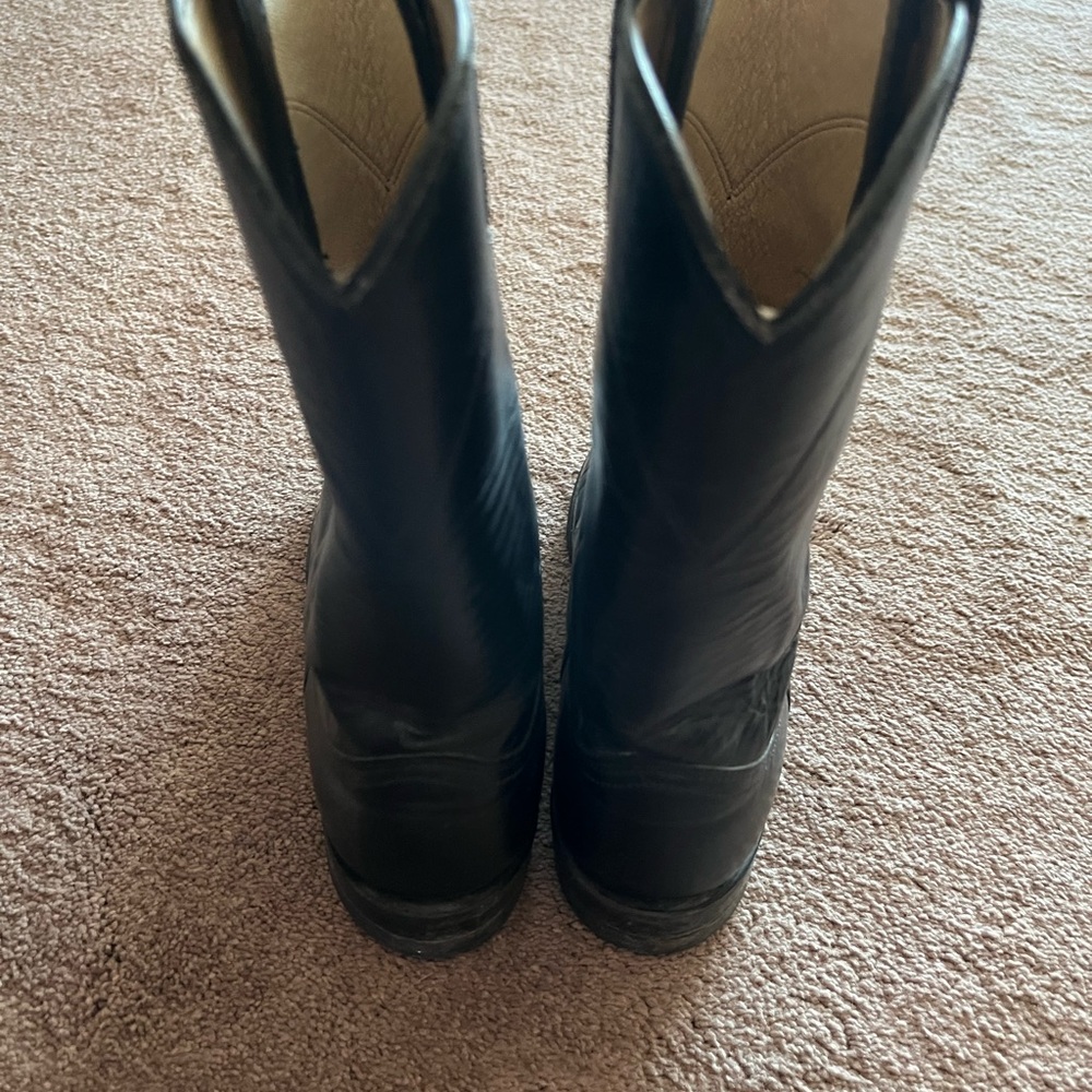 Justin Boots Black Leather Western Boots - Picture 4 of 11